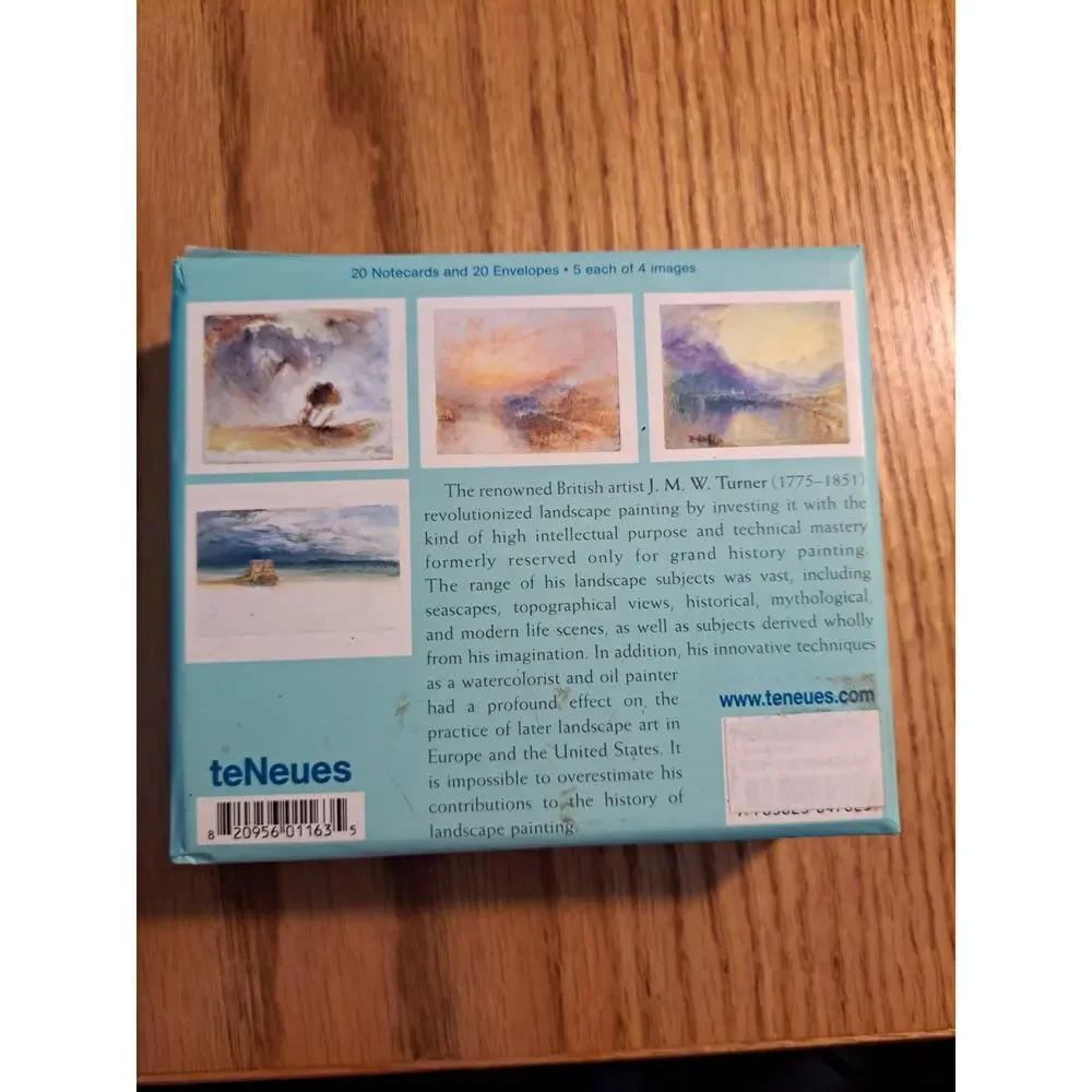 JMW Turner Watercolors Notecards 20 Cards with Envelopes in Box